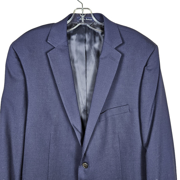 Lands' End Year Rounder Stretch Wool Blazer 44L Traditional Fit Navy Suit Jacket - Picture 3 of 16
